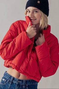 CROPPED PUFFER | RED
